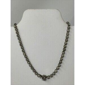 Antique VTG Czecho Glass Rhinestone Choker Necklace Single Strand Signed Clasp